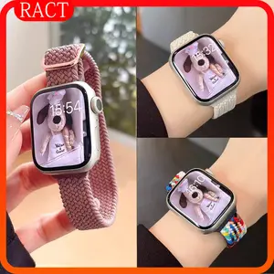【Tali Jam】Nylon Slim Elastic Braided Strap for Iwatch Apple Watch SE 2 3 Ultra 2 3 49mm Series 11 10 9 7 8 4 5 6 2 3 41mm 45mm Tali Jam Tangan Smartwatch T800 Ultra I8 Pro Max 44mm 42mm 40mm 38mm Adjustable Belt Bracelet Metal Buckle Band