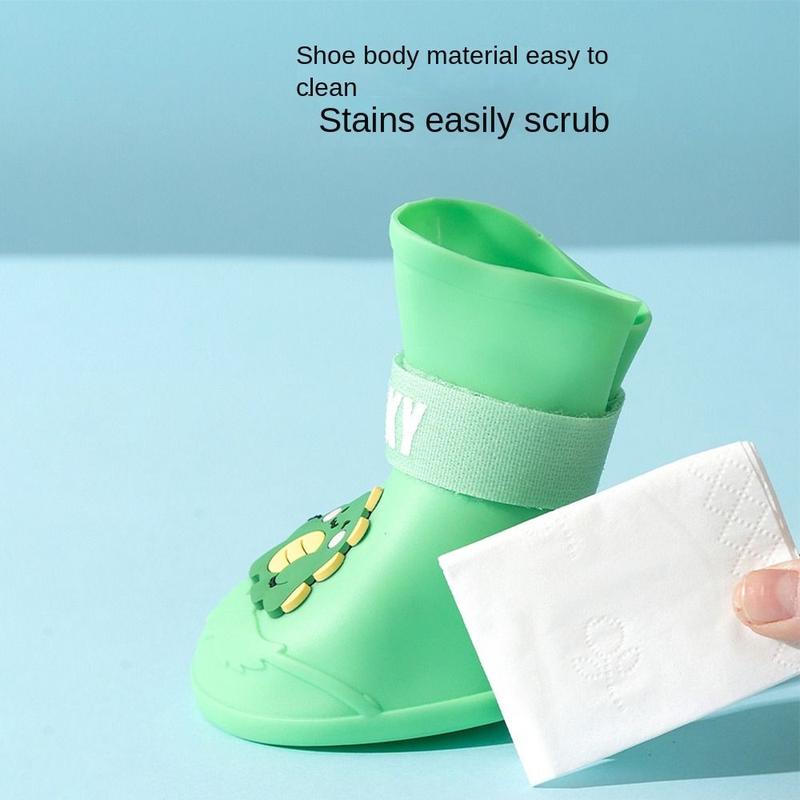 Product Introduction of teewow 4Pcs New WaterProof Pet Rainshoe Anti-slip Outdoor Footwear Socks Dogs Cats Foot Cover Pet Silicone Boot Dogs Cats 17