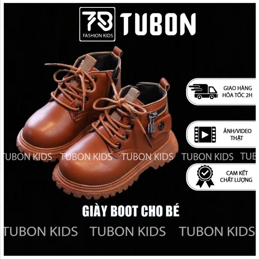 Giày Boot Bé Trai, Boot Bé Gái, Cá Tính Cực Chất Cực Ngầu, Da Cao Cấp, Boot Túi Siêu Chất, Bé 1–6 Tuổi G021 -TUBON KIDS