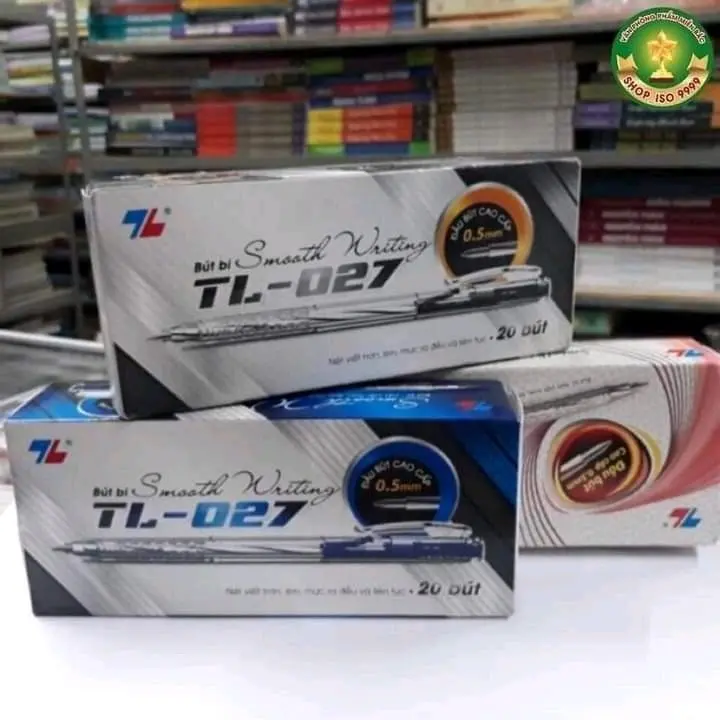 con bo 20 chiếc bút bi Thiên Long 027 màu xanh, đen  ,ngòi nhỏ 0,5mm