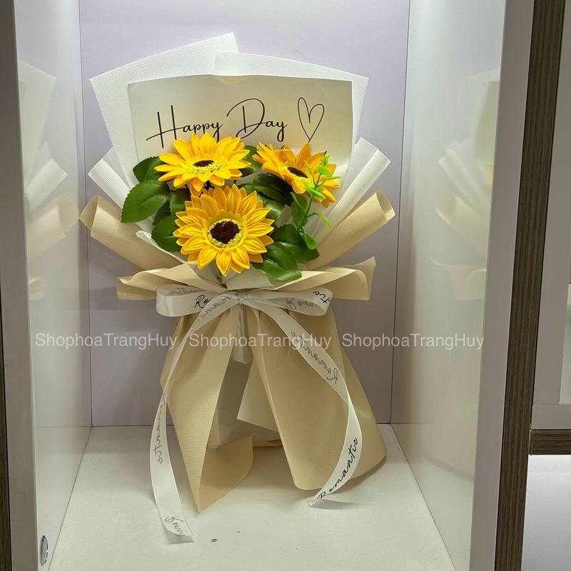 Bó 3 bông hoa sáp hướng dương Decor Decor Phòng Decor Bàn bó  hoa 7