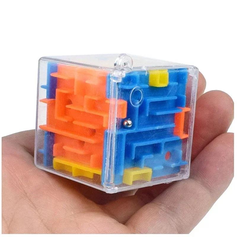 3D Labyrinth Cube Six-Sided Transparent Puzzle Speed Cube Grounder ...