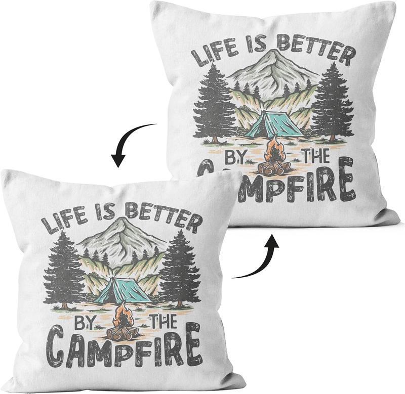 TikTok Shop Camper Pillow Covers 18x18Camping Classroom DecorCamping Decor Throw Pillow Covers for Bedroom Room SofaCamping Decor for Camper