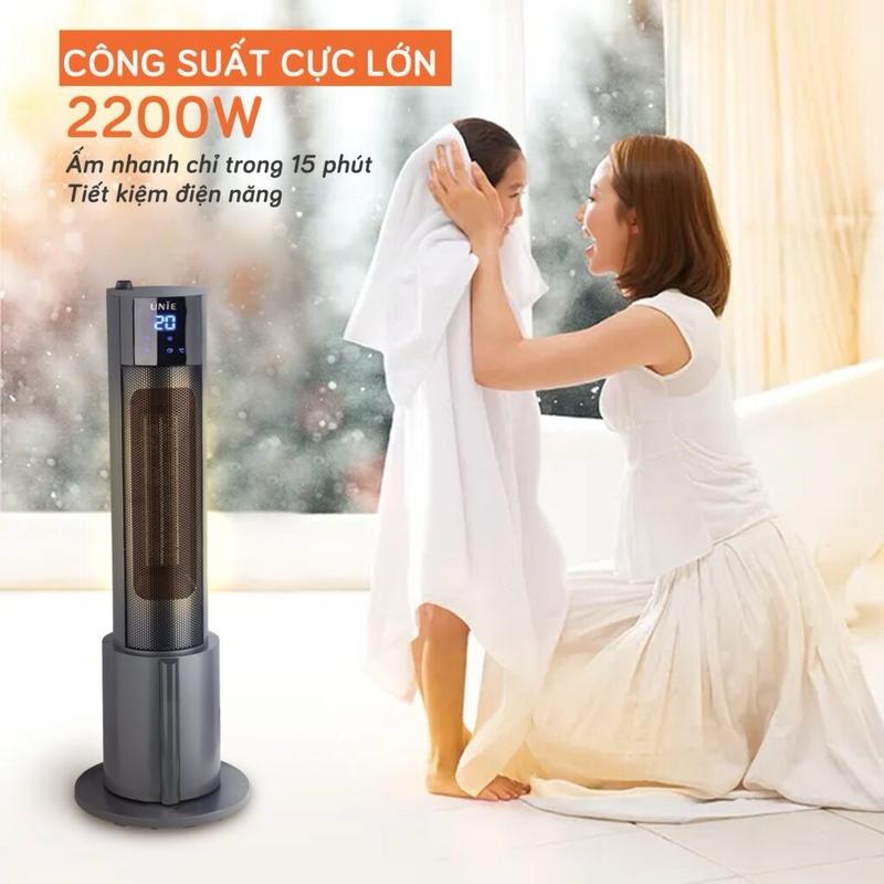 Máy sưởi gốm UNIE UE-129 Công suất 2200W mạnh mẽ Có phun sương tạo ẩm Tự ngắt điện thông minh quatsuoi
