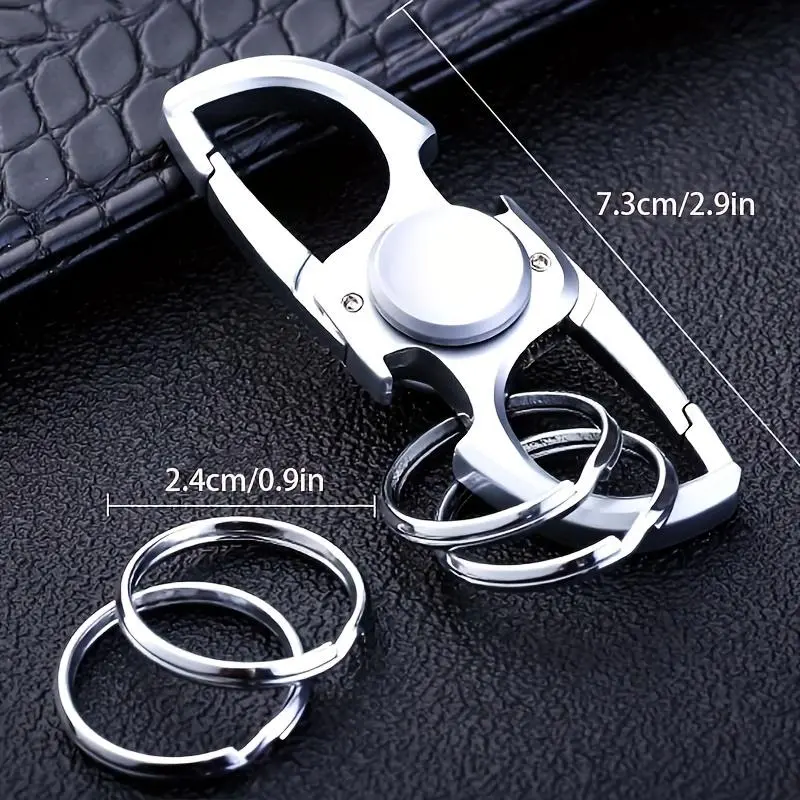 Creative Durable Stainless Steel Keychain, Multifunction Spinning Top Gyro Design Key Ring, Portable Bottle Opener, Universal Car Interior Accessories 1