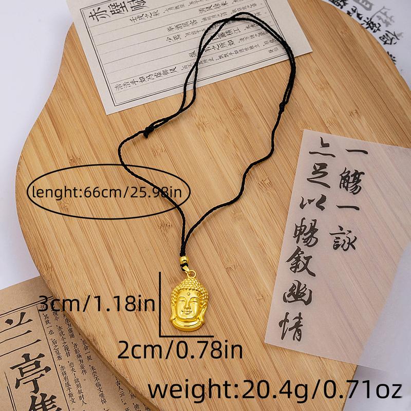 Product Introduction of Luxurious Chinese Style New Chinese Wedding Gold Fu Character Gourd Pendant Ethnic Style Premium Buddha Head Little Fat Fu Pendant Necklace 5