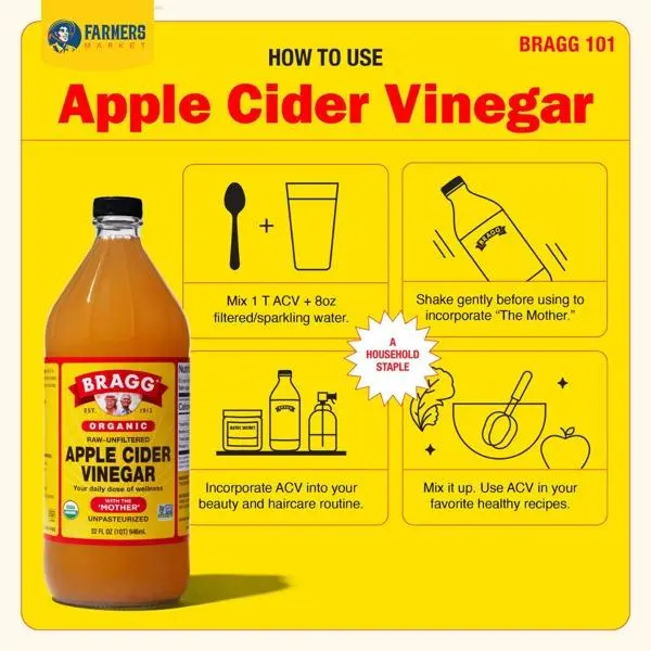 Giấm Táo Hữu Cơ Bragg 946ml USA Chua - Đặc biệt từ Mỹ apple  cider 1