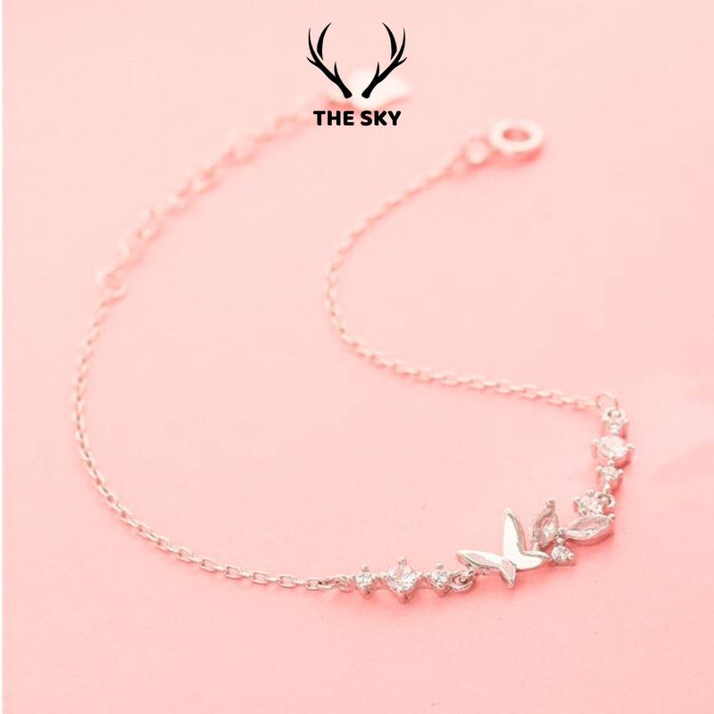 Lắc tay nữ THE SKY vòng tay dây mảnh mặt hồ điệp đá một sợi phụ kiện trang sức xinh TSLT021