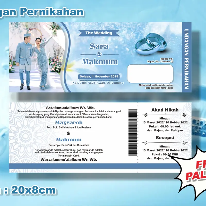 (50PCS) UNDANGAN 1 LEMBAR H_1 (BOLAK BALIK) MINIMALIS DAN MURAH Plastik Cards 0