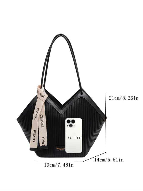 Women's Fashionable Patched Design Tote Bag, Casual Large Capacity Shoulder Bag for Daily Used, Trendy Versatile High-quality Daily Commuting Bag 4