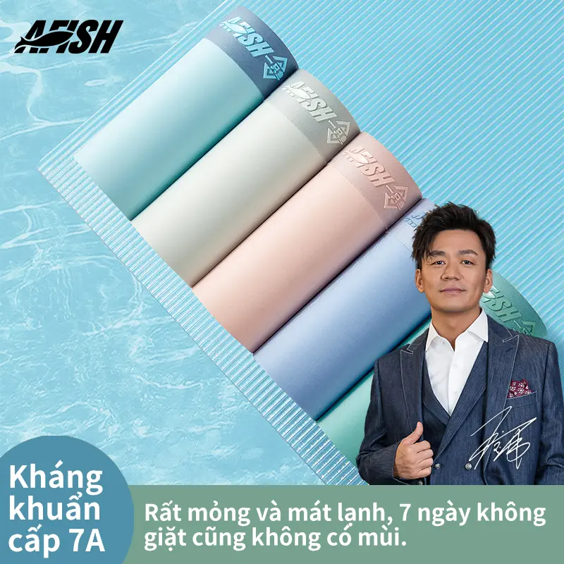 Lễ hội mua sắm Tết,AFISH Bộ 5 chiếc quần lót nam kháng khuẩn 7A chất liệu ice silk  Mỏng nhẹ, thoáng khí, mau khô, co giãn cao, không bó sát!