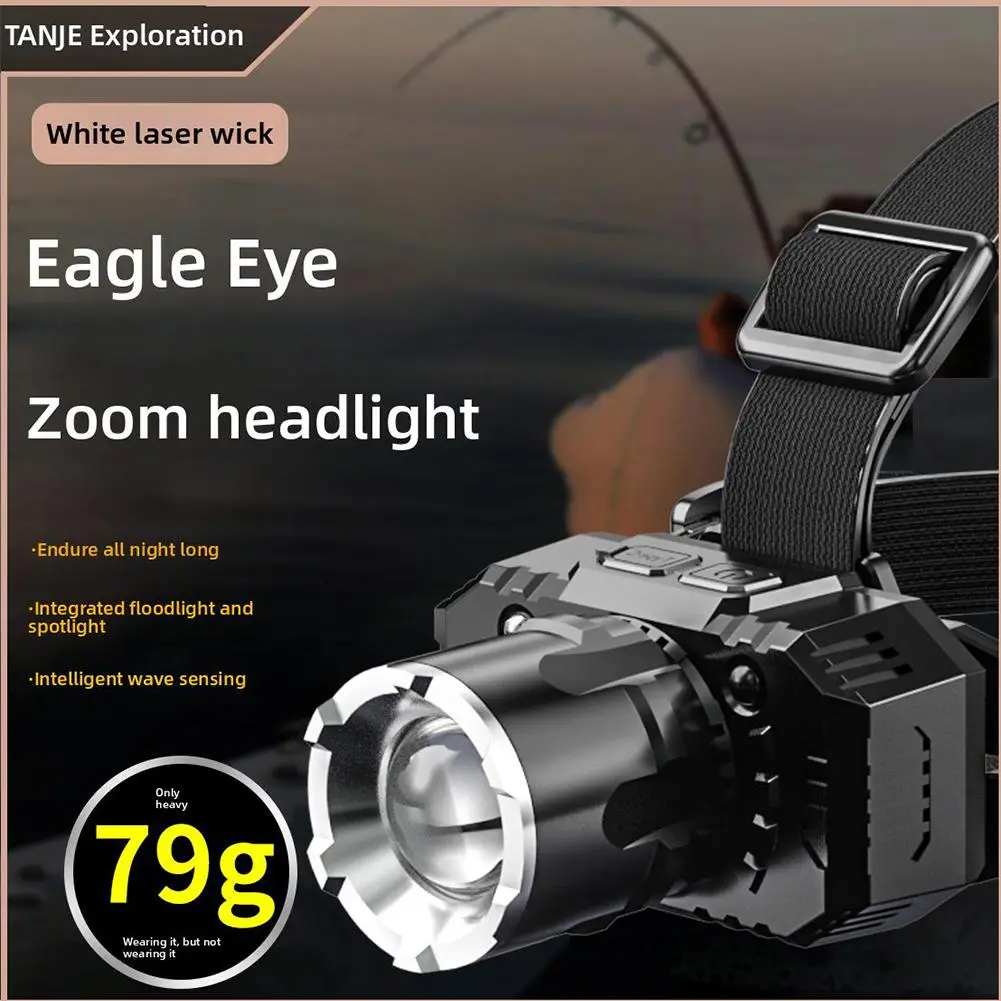 Headlight Headlight, 1200lumens, Super Bright, LED Headlight, USB Rechargeable, Waterproof, Multifunctional Head Flashlight, Suitable for outdoor activities such as camping and fishing