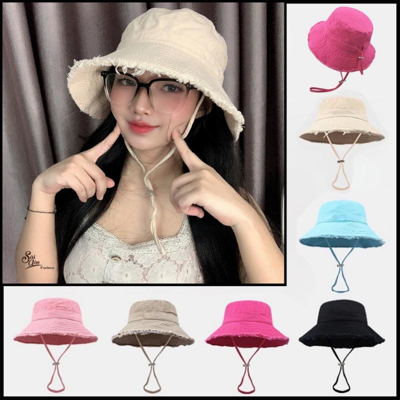 Product Introduction of Mũ Bucket Tua Rua Trơn Vành rộng kèm dây Basic Chống nắng Form Unisex Nam Nữ 0