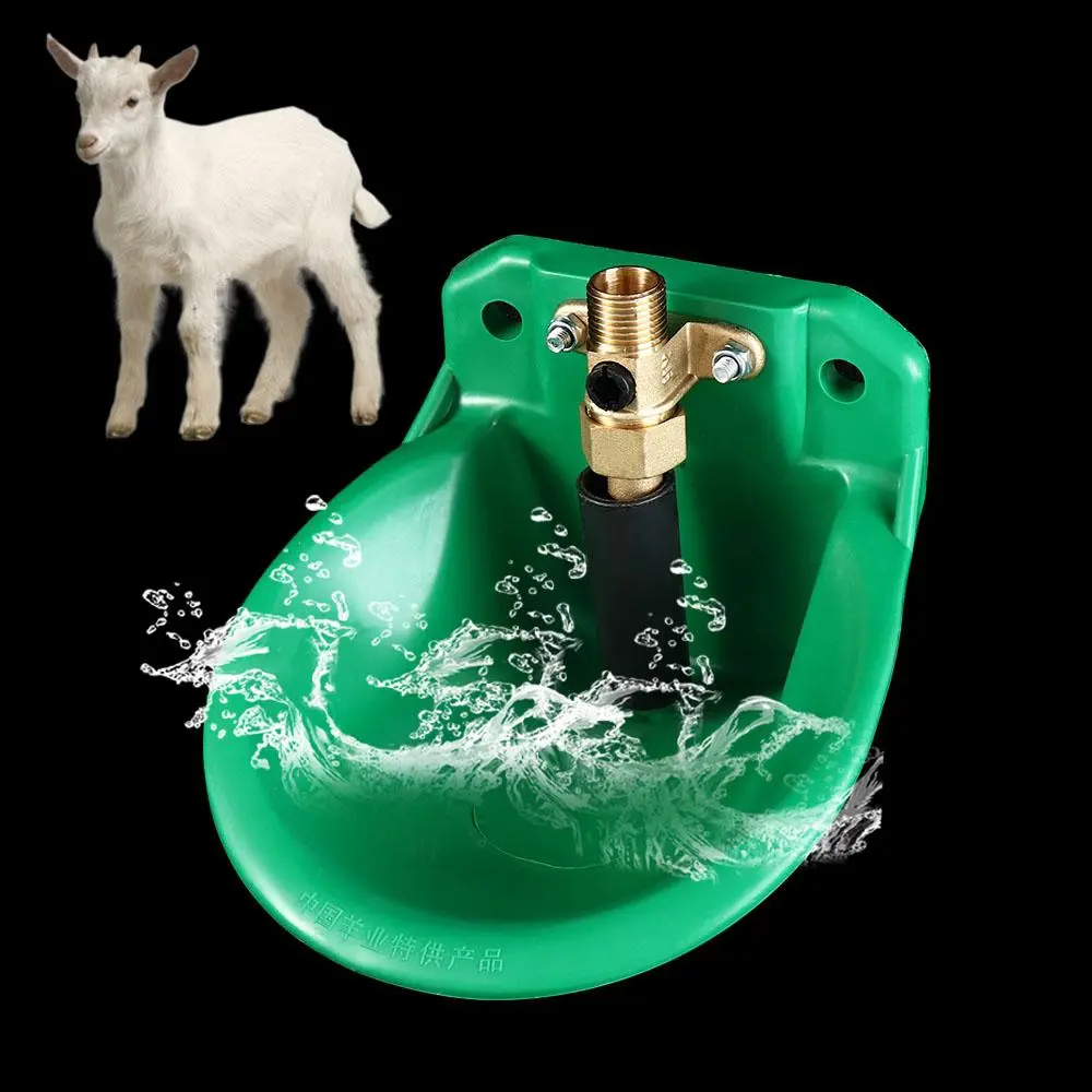 Feeding Tool Green Sheep Goat Drinker Bowl Plastic Copper Valve Sheep Water Fountain Automatic Sheep Liquid Drinker Farm Animals