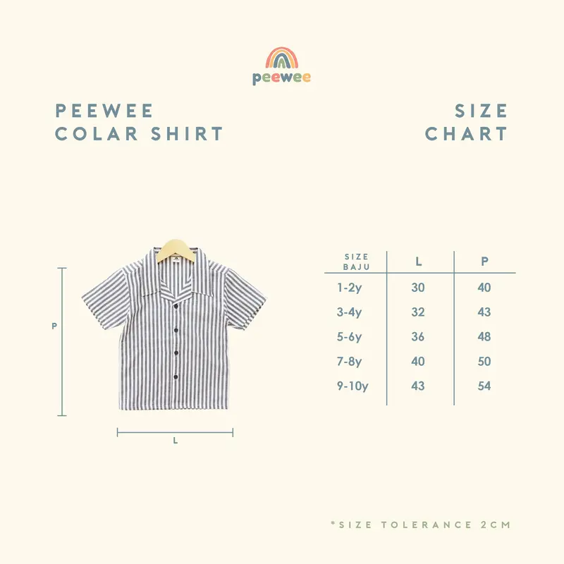 PEEWEE Kemeja lengan pendek anak laki-laki salur stripe striped open collar kerah terbuka anak Fashion 1-10 Tahun casual Multicoloured kaosanak polos 4