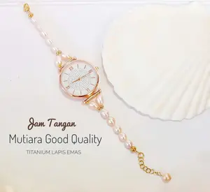 Jam Tangan Mutiara Air Tawar Lapis Emas dan Titanium