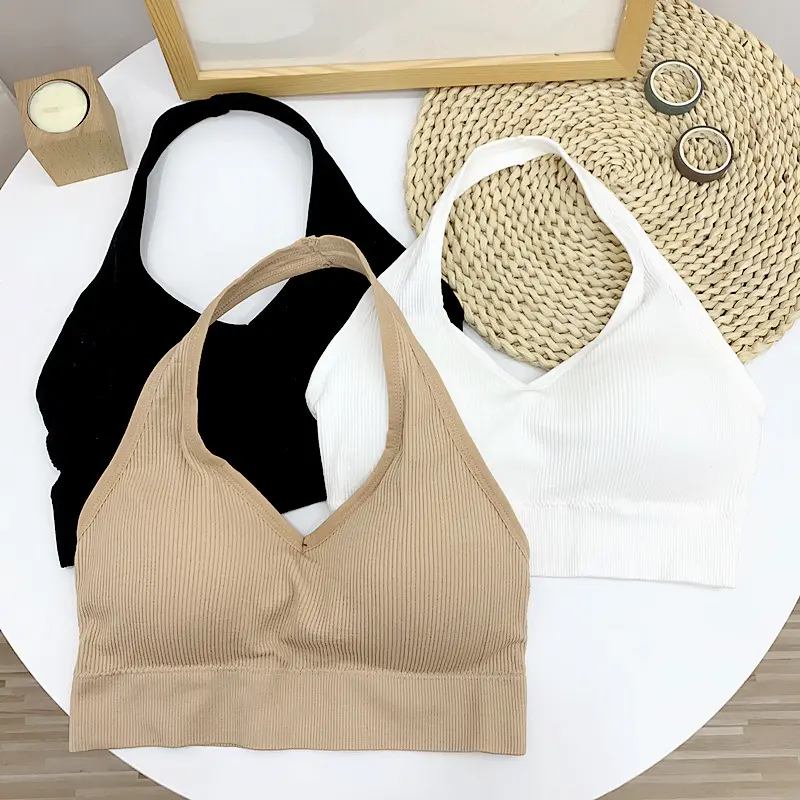 BRA519 Tanpa Kawat Tali Leher Bra Olahraga Wanita Nyaman Sport Bh 8