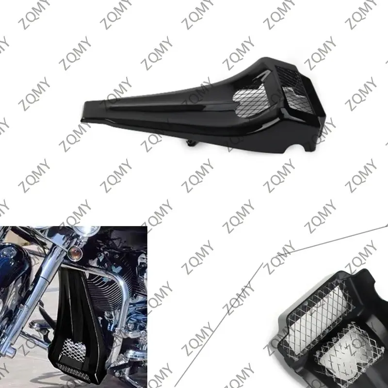 ABS Glossy Black Motorbike Stretched Chin Spoiler Protector For Harley Touring Road King 1997-2013