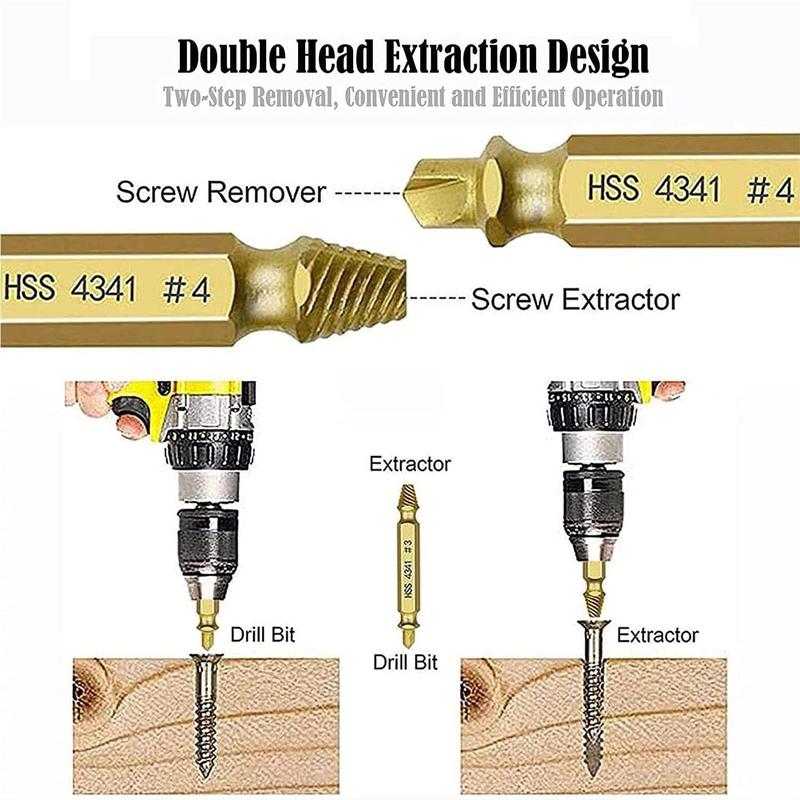Damaged Screw Extractor Set, Easy Out Bolt Extractor, Stripped Broken Screw Remover, Power Tool Accessories 5
