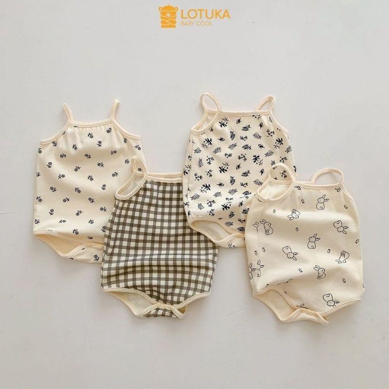 Body Chip 2 Dây Thun Mỏng Siêu Mát LOTUKA In Hình Dễ Thương Cho Bé, Bodysuit Bé gái, Quần Áo Trẻ Em Mùa Hè 3-12kg Voi Jumpsuit