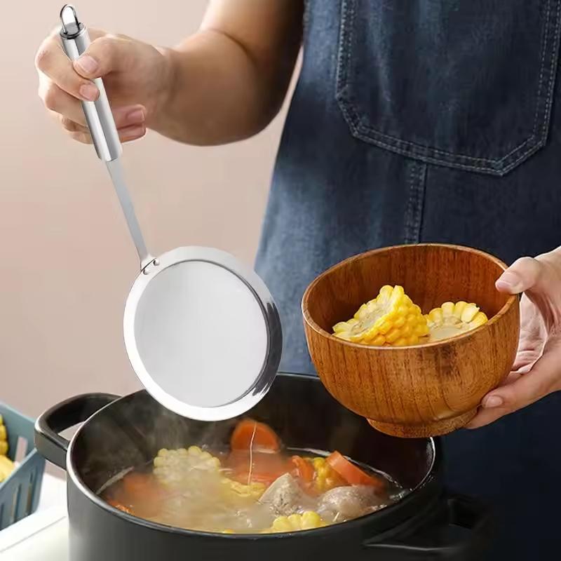 1/2pcs Saringan Jala Perkolator Lemak Jepang Hot Pot Filter Sup Sendok Skimmer Stainless Steel Sendok Penyaring Minyak