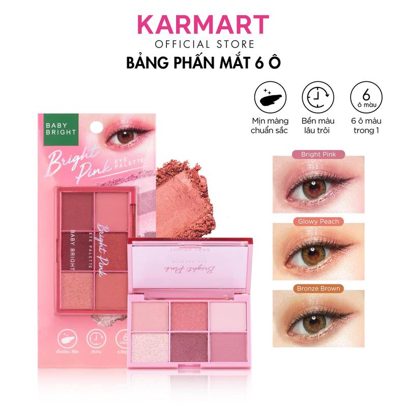 Bảng Phấn Mắt 6 ô màu trong 1 Baby Bright Eye Palette 0.7 g x 6 màu Nữ Cosmetic