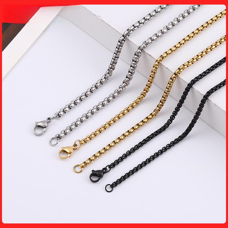 2,5mm thick electroplated square Pearl titanium steel pendant necklace 60cm long DIY decorations women necklace jewelry 0