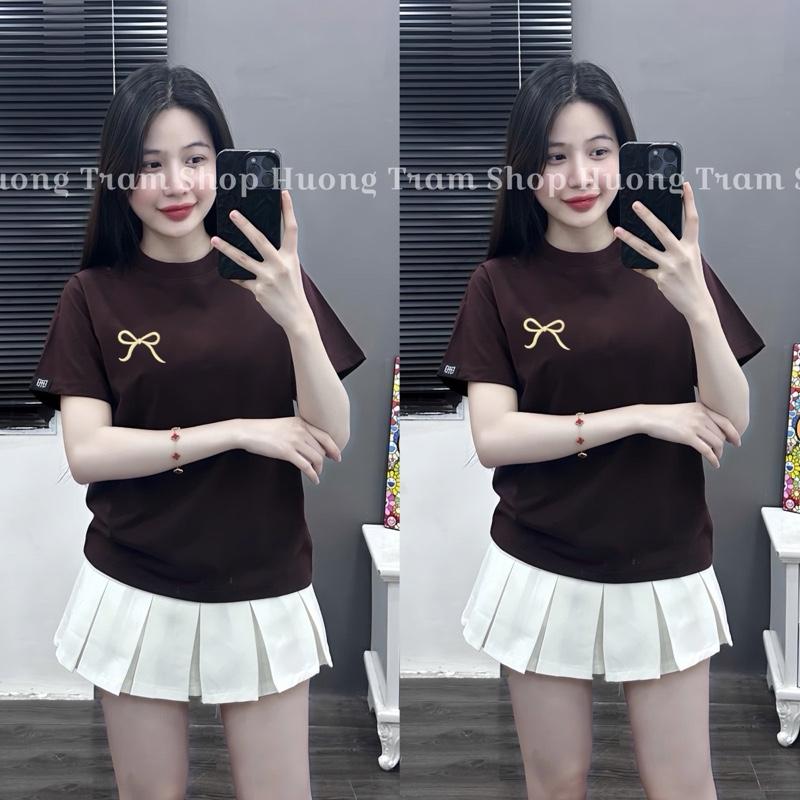 Áo Thun Babytee nữ (35-55kg) cotton 4 chiều - Nơ Đỏ Thêu , Form dáng vừa , chất cotton lạnh mềm mát , Hương Trầm Shop Top Women áo thun nữ , áo phông nữ , áo phông nữ đẹp nhất 2025 5