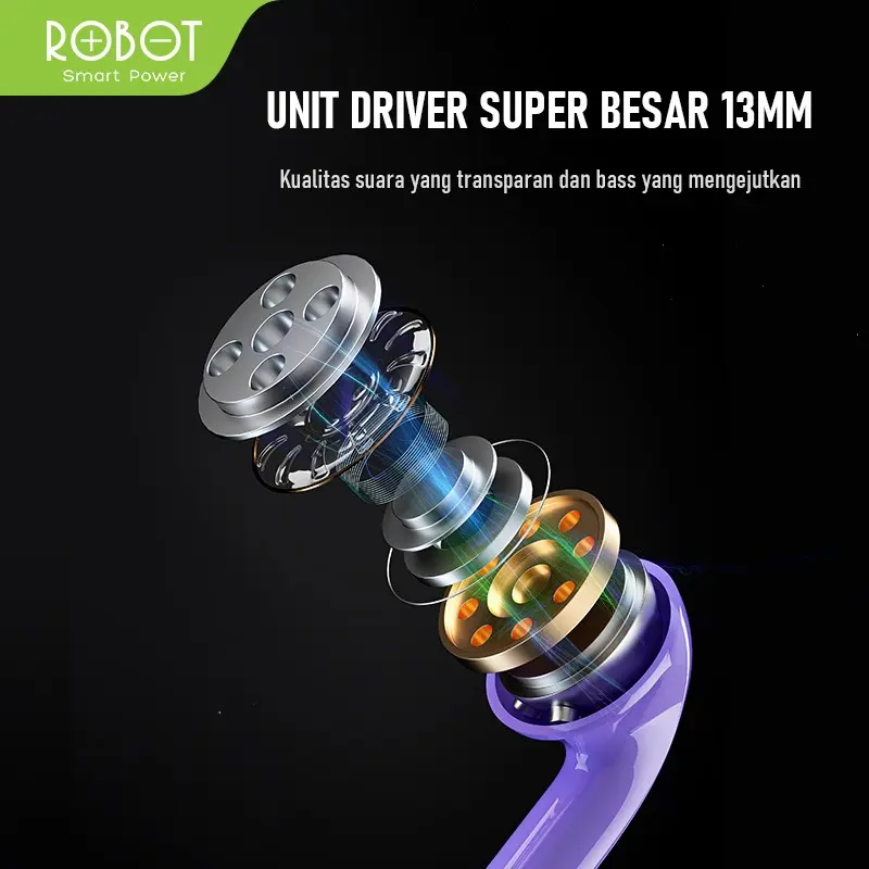 Paket Bundling Robot TWS Wireless Earphone Airbuds New T50S dan case T50S Original BT 5.3 True Wireless Headset Bluetooth Earbuds IPX4 WaterProof - Garansi 1 Tahun [ BISA COD ] Suara ngeBass Smart Headphones 5