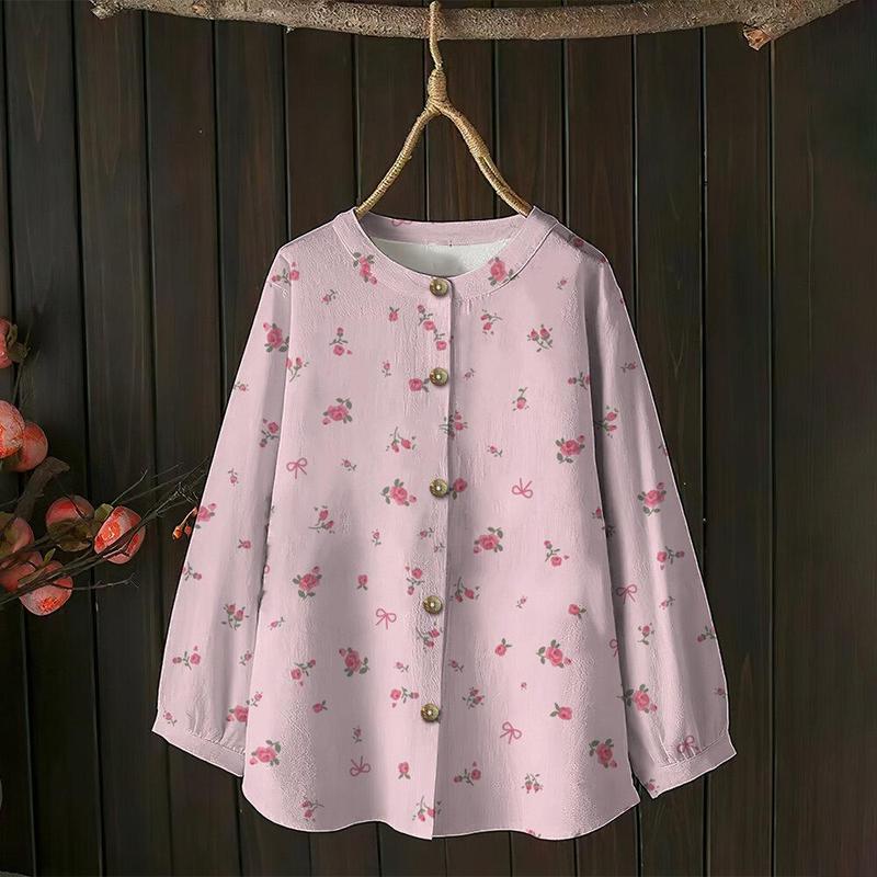 2025 New Ladies' Family Parent Child Shirt Women Muslimah Vintage Floral Print Shirt Blouses Women Plus Size Blouses Labuh Muslimah Women Clothes Modern Muslim Clothes Raya Women 1