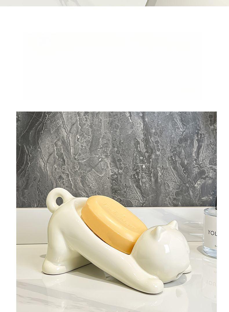 Product Introduction of Soap Dish Household Punch-Free Hand Washing Washstand Ceramic Soap Box Toilet Soap Draining Rack 2