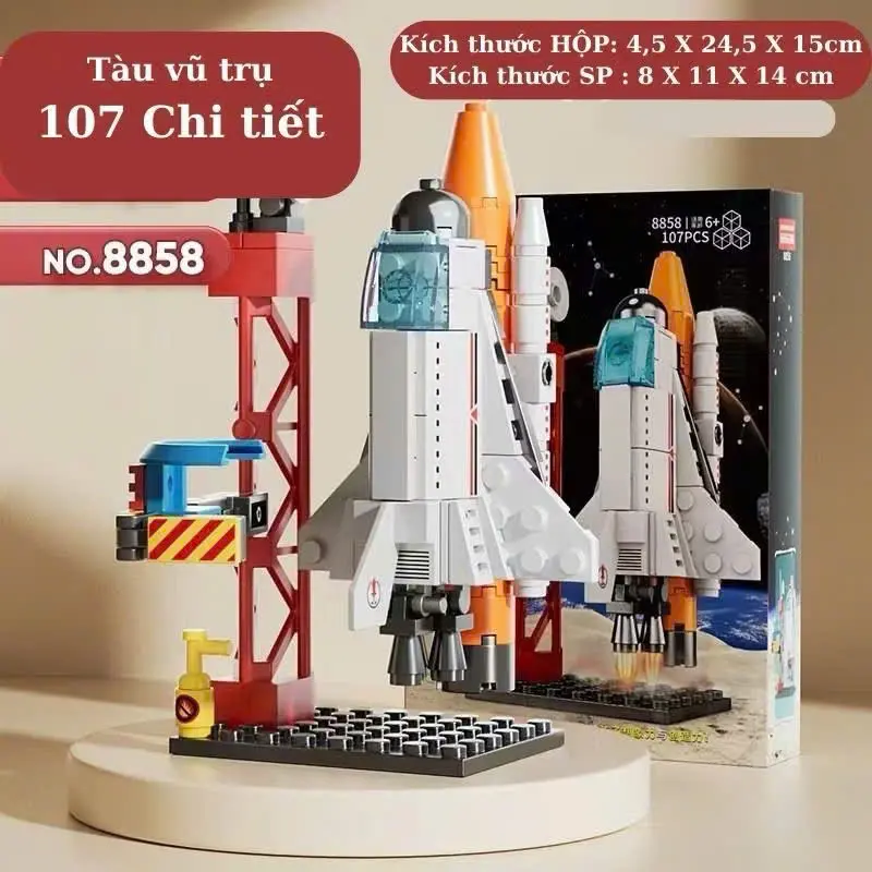 Bộ lắp ráp mô hình tàu vũ trụ 107 chi tiết và 130 chi tiết Toy Đồ Chơi Tháo Lắp