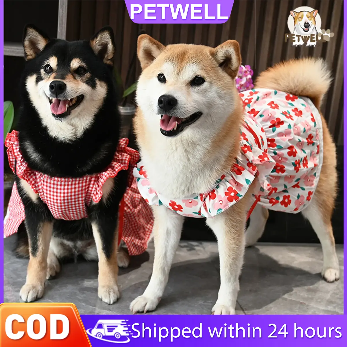 Pet Dress Floral Pattern Pleated Hemming Windproof Pet Vest Puppy Flying Sleeve Clothes for Spring