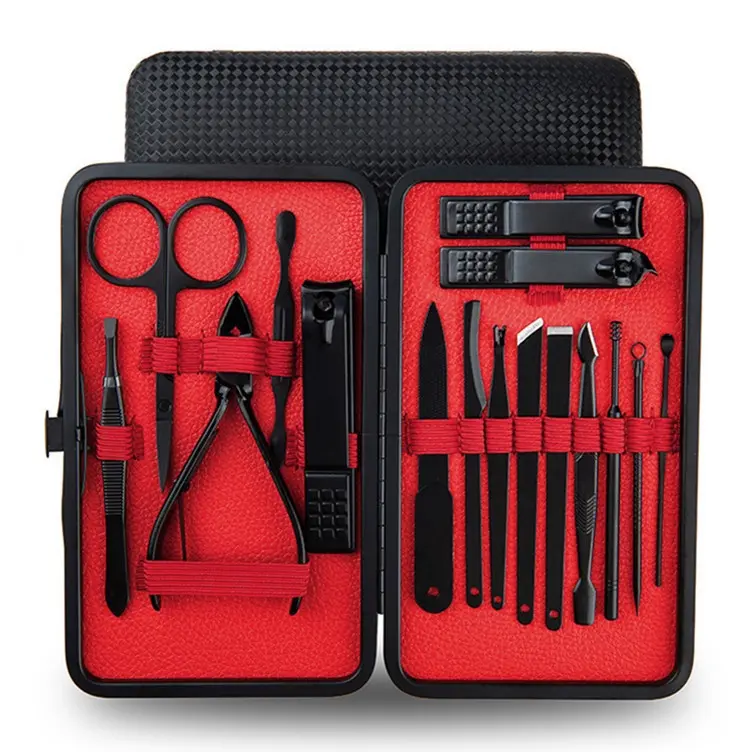ED - 18 IN 1 - ALAT MANICURE PEDICURE HITAM SET PREMIUM / GUNTING KUKU SET 1