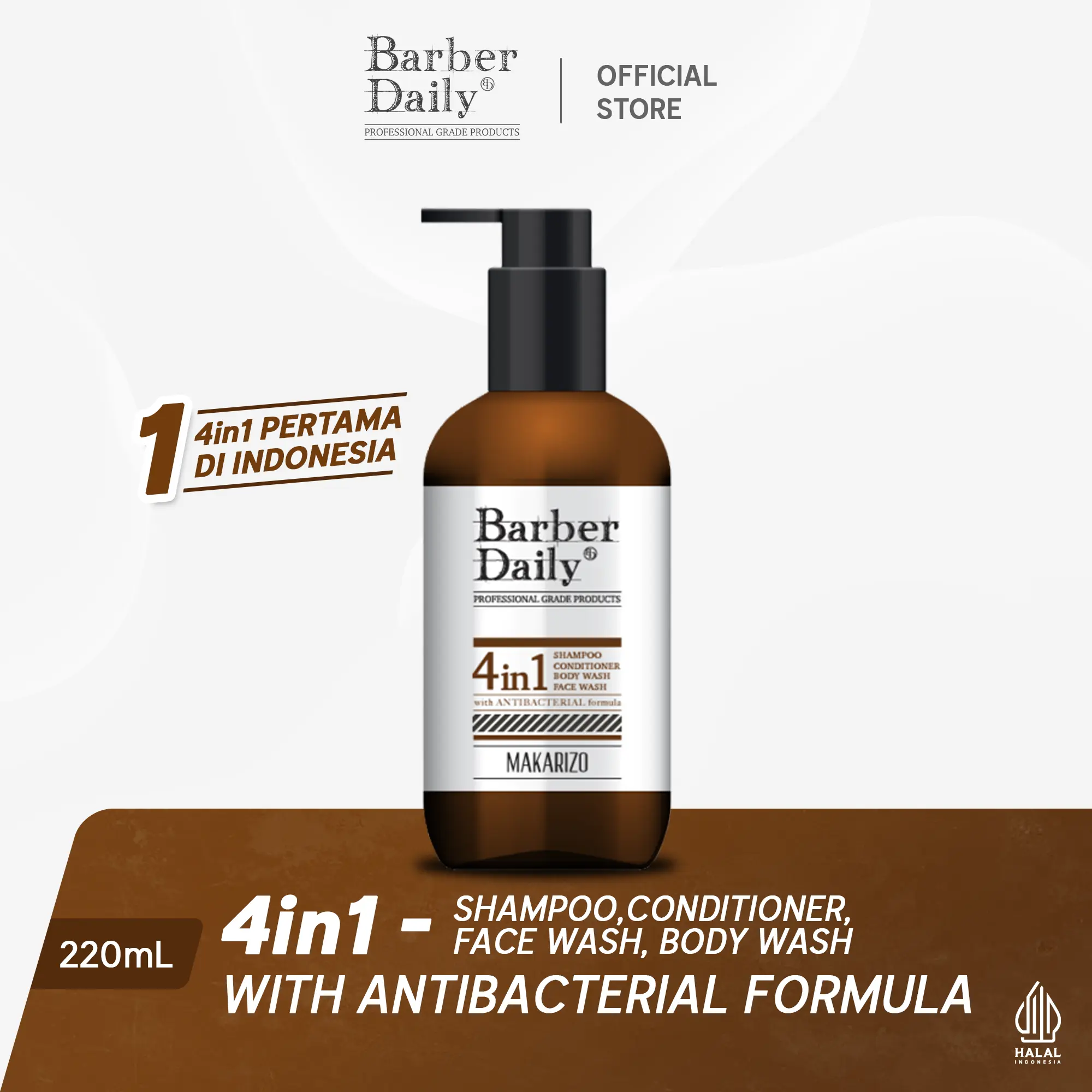 Barber Daily 4in1-Pertama di Indonesia (Shampoo, Conditioner, FaceWash, and BodyWash) / Perawatan Pria