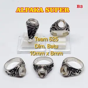 Ring emban alpaka super dim 10x8 tanam ukir ukiran bali 2 pengikat ring cincin batu akik eceran /B03