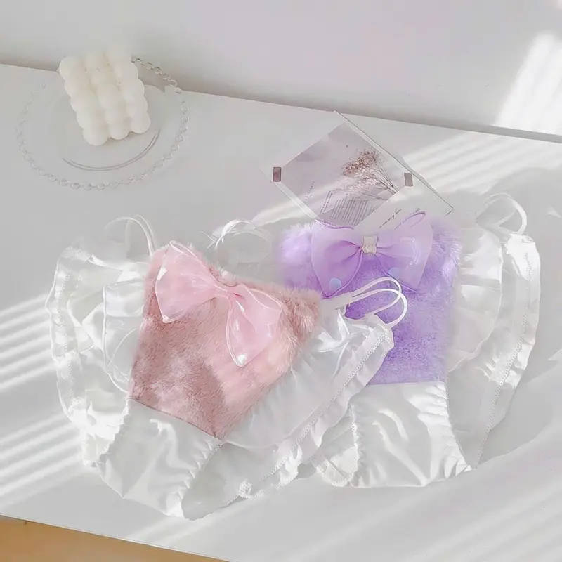 [Bᶖg SIZE] QUẦN LÓT NỮ DÂY SƯỜN ĐÔI ĐÍNH NƠ HOẠ TIẾT LÔNG VŨ LẠ MẮT, PHONG CÁCH NHẬT DỄ THƯƠNG 4