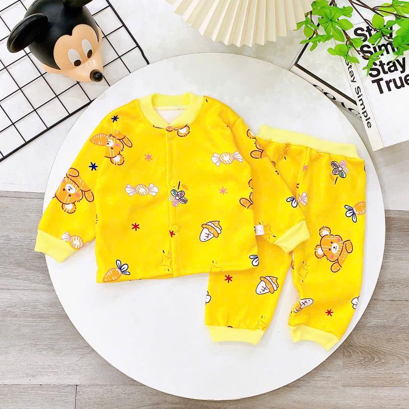 Combo 5 bộ nỉ bông,cài khuy trước cho bé gái ,họa tiết đễ thương 3