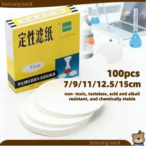 100pcs 7/9/11/12.5/15cm Kertas Saring Laboratorium Kertas Saring Bulat Laboratory Filter Paper Kertas Saring Lembaran