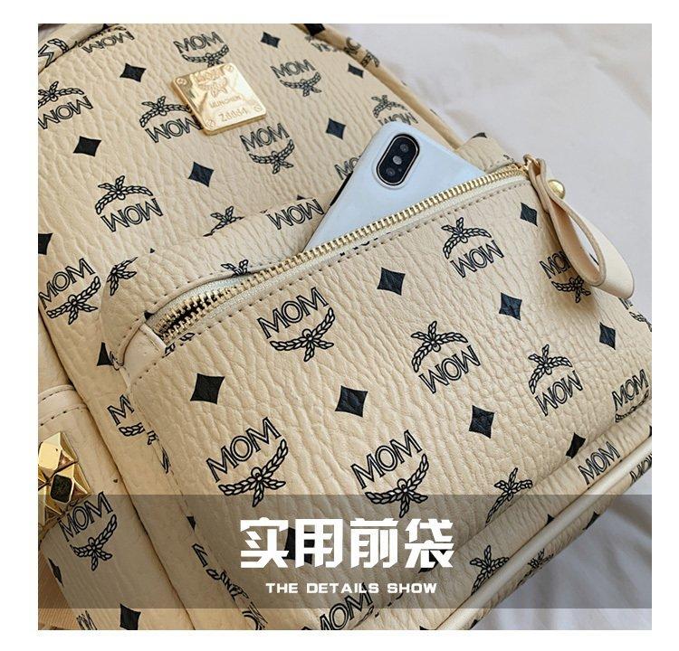 Product Introduction of 2024 factory wholesale Women's backpack Korean-style fashion Pu retro classic presopbackpack letter rivet women's backpack 5
