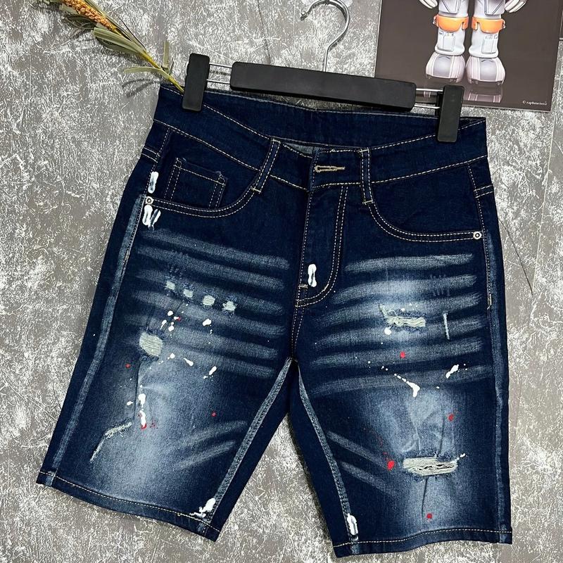 Quần short jean nam phối lốc xoáy Co dãn xước cào nhẹ phong cách thời trang năng động mẫu mới - Có Túi - Menswear 0