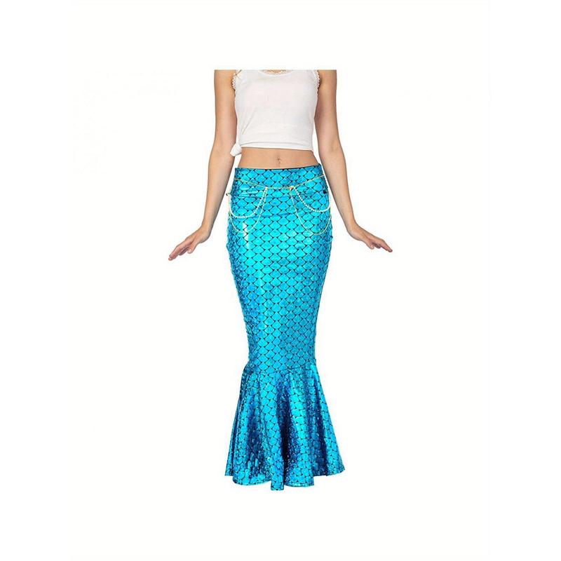 Holographic long skirt best sale