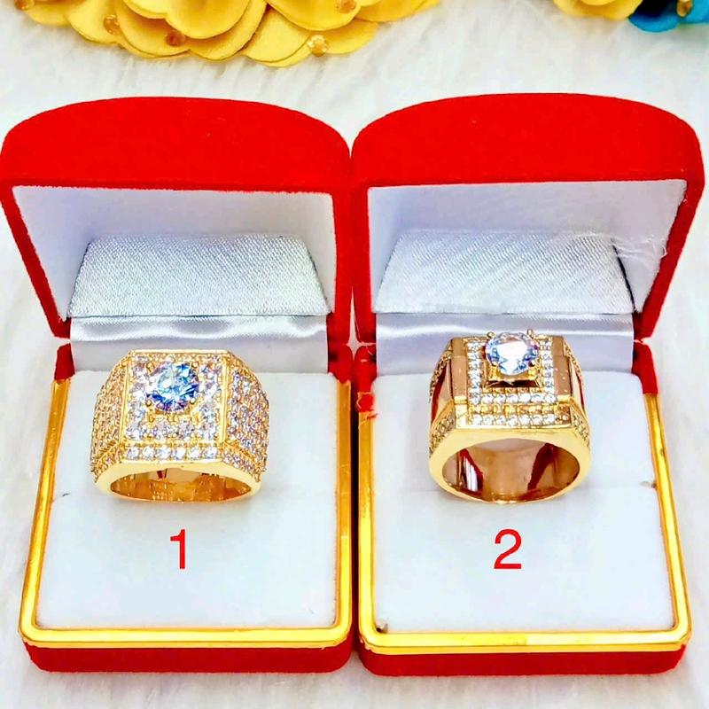  Nhẫn Nam Mặt Vuông Đồng Đỏ Màu Miền Tây 750 Mẫu Hột Đúc Trắng Phụ Kiện 