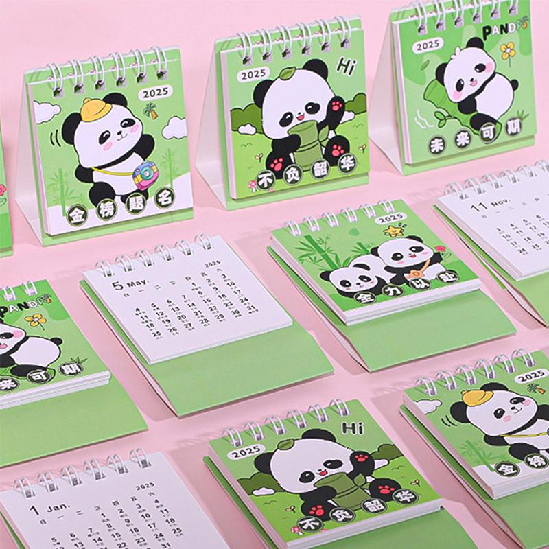 Lịch Để Bàn Mini Hoạt Hình, Lịch Bỏ Túi Cầm Tay Thiết Kế Hình Động Vật Gấu Trúc Dễ Thương, Quản Lý Lịch Trình Thời Gian, Đồ Trang Trí Để Bàn, Năm 2025 3