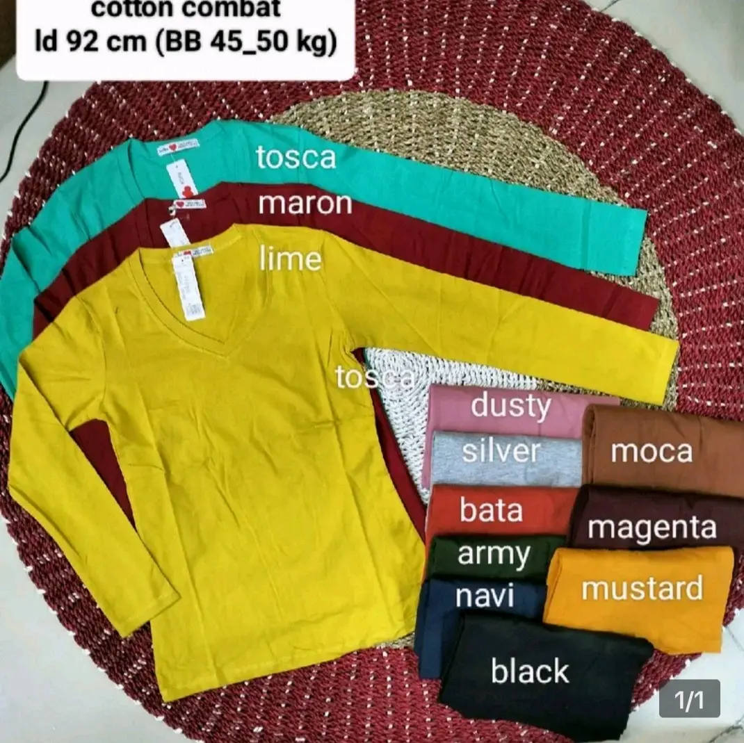 KAOS BELLE LENGAN PANJANG  SIZE L model KRAH V Wanita