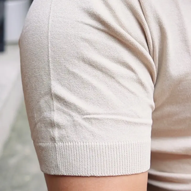 Áo thun ôm body tay ngắn dệt kim Mongtoghi cao cấp phù hợp 4 mùa, thoáng mát dễ chịu Menswear Shirt Navy Nam Cổ Tròn 8
