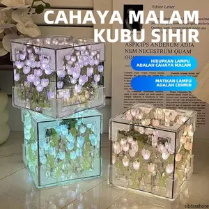 Lampu Tidur Kubus Tulip Handmade – Lampu Dekorasi Estetik untuk Kamar & Meja Belajar,Ciptakan Suasana Tenang & Hangat di Setiap Sudut Kamar
