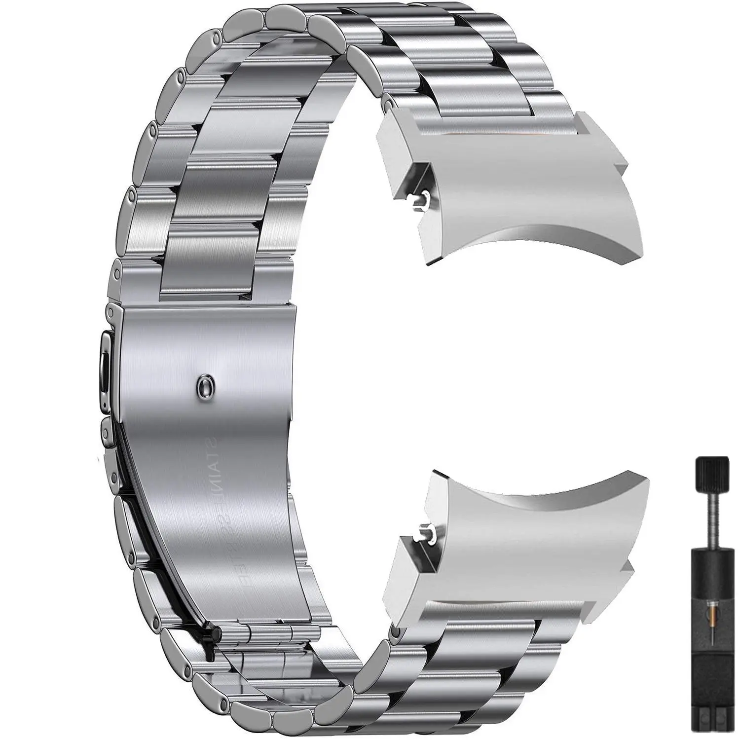 Stainless Steel Watch Band, Deployant Clasp Watch Band for Samsung Galaxy Watch 6 5 4 44mm 40mm, Smart Watch Accessories