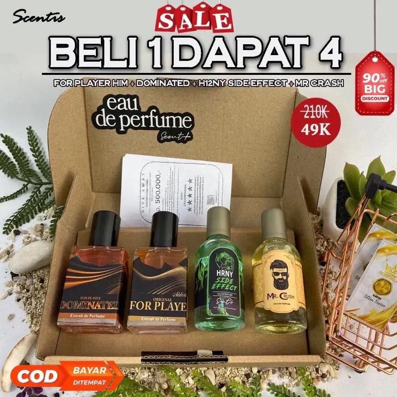 PROMO COD BELI 1 DAPAT 4 PARFUM HRNY SIDE EFFECT ORIGINAL + DOMINANT + MR CRUSH + HIM ADDICTIVE BEST SELLER PRIA - Eau De Perfume 35ml Wangi Box 0