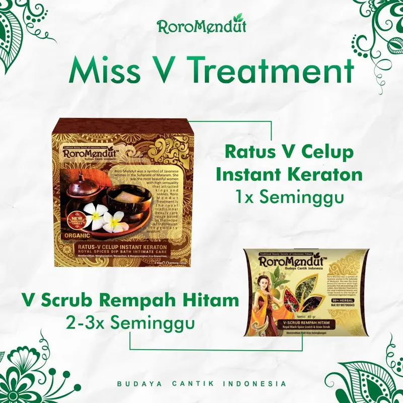 RORO MENDUT V Scrub Roro Mendut Lulur Pemutih Slengki | Herbal Jamu Pasutri Kewanitaan Halal BPOM Organik Pemutihan Hitam Selangkangan Perawatan 7